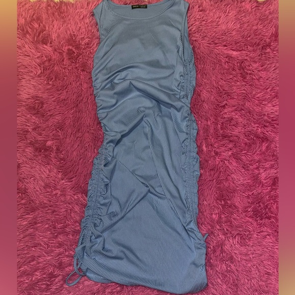 Drawstring Side Rib-knit Bodycon Dress - Picture 2 of 6